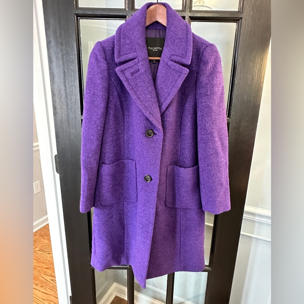 Talbots wool purple notched collar coat